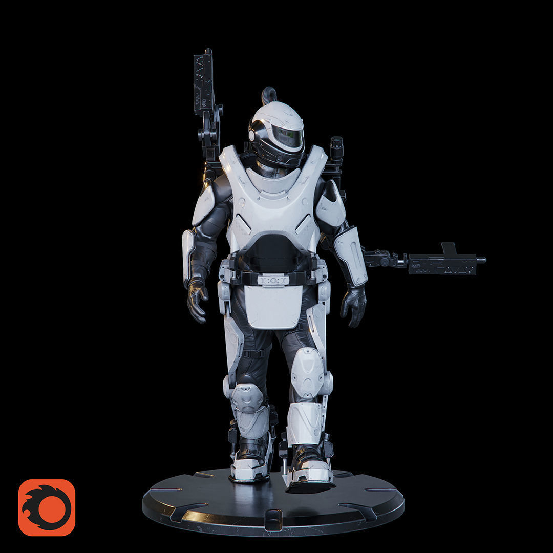 Military Exoskeleton R-20 Low-poly 3D model_28