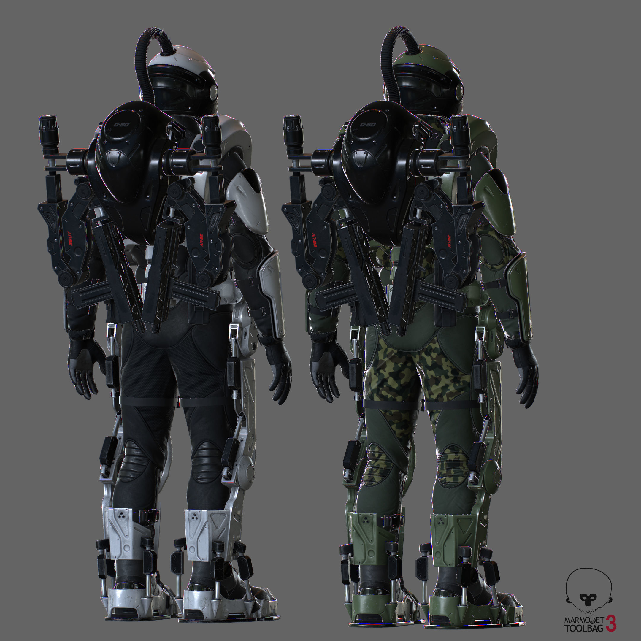 Military Exoskeleton R-20 Low-poly 3D model_2