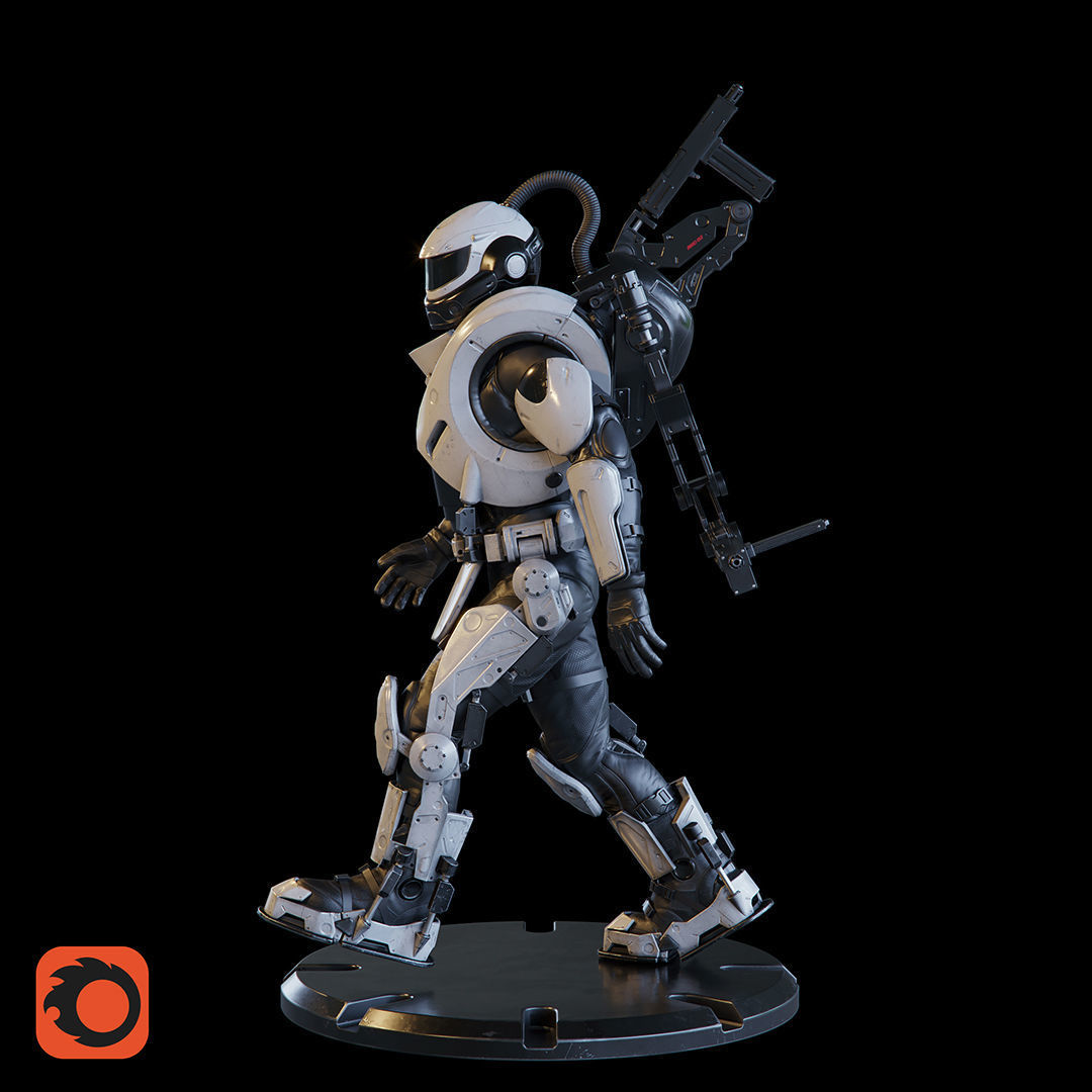 Military Exoskeleton R-20 Low-poly 3D model_21