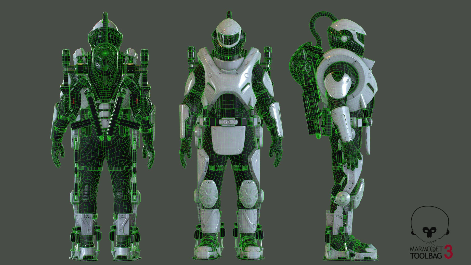 Military Exoskeleton R-20 Low-poly 3D model_6