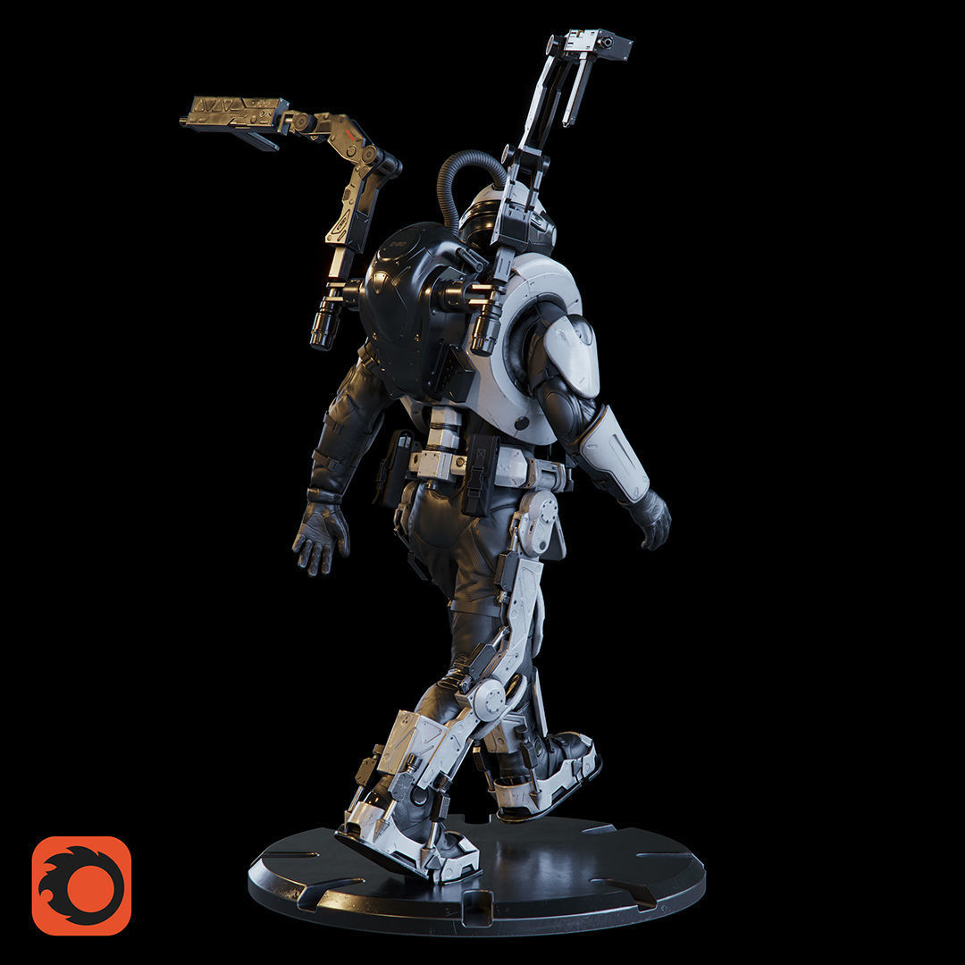 Military Exoskeleton R-20 Low-poly 3D model_31
