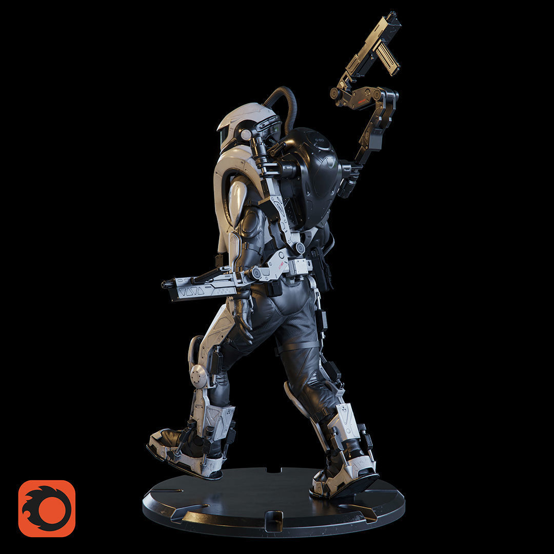 Military Exoskeleton R-20 Low-poly 3D model_25