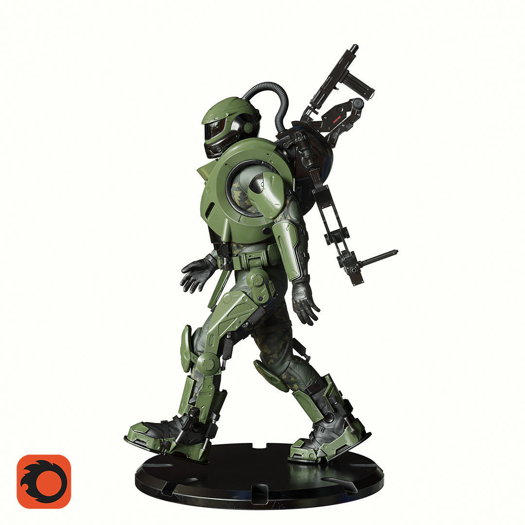 Military Exoskeleton R-20 Low-poly 3D model_22