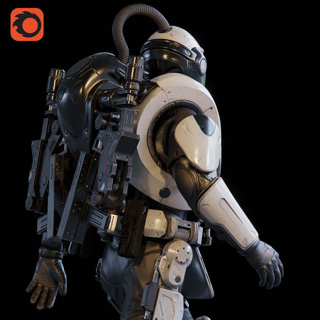 Military Exoskeleton R-20 Low-poly 3D model_30