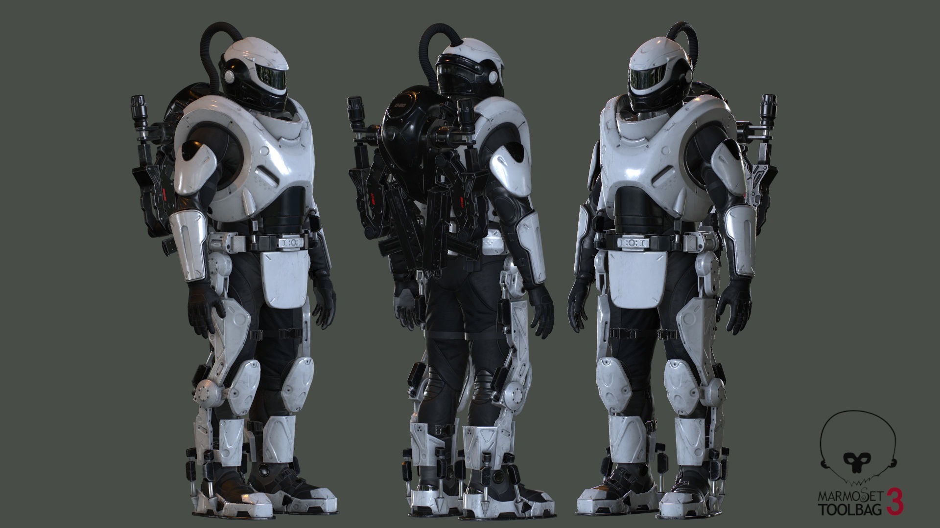 Military Exoskeleton R-20 Low-poly 3D model_3