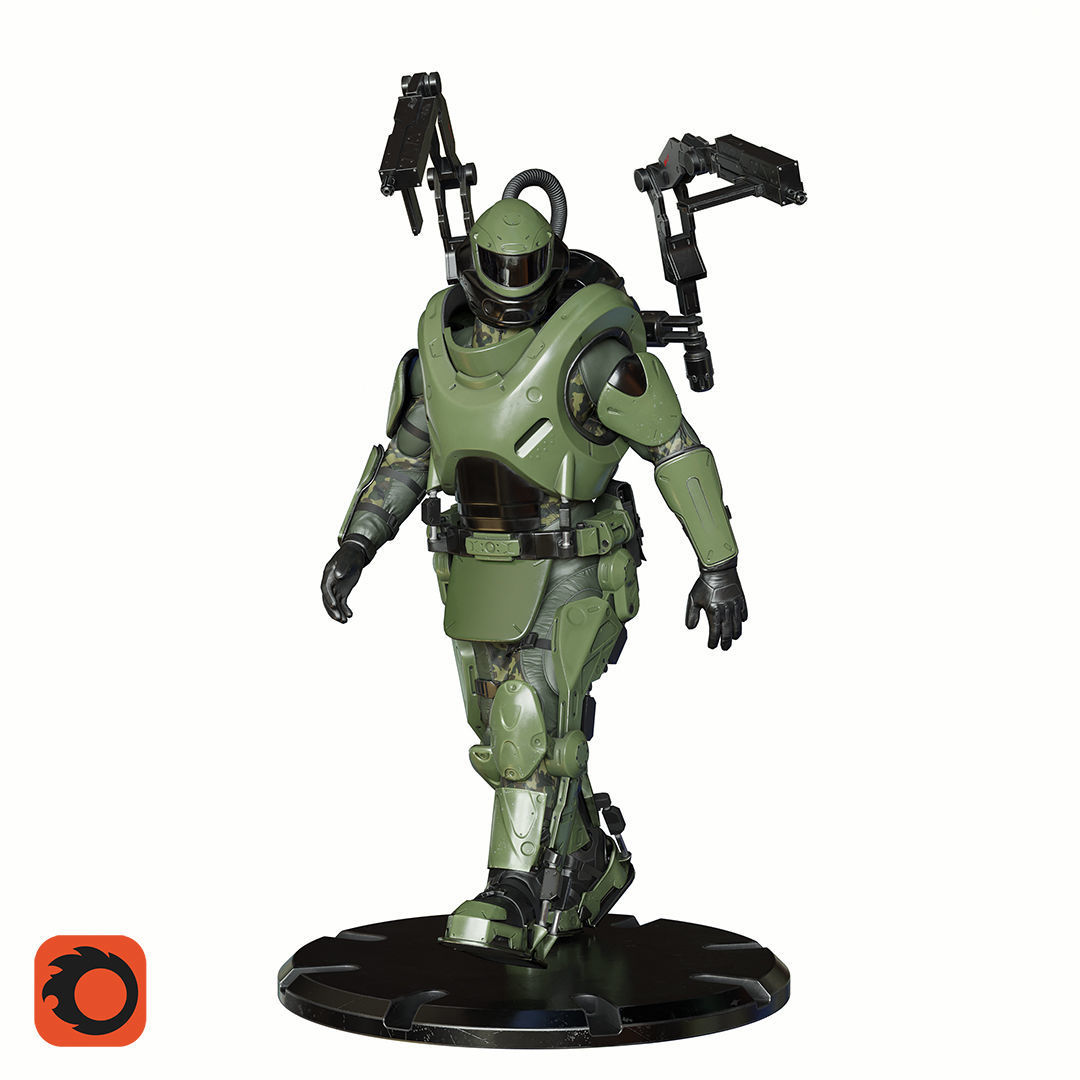 Military Exoskeleton R-20 Low-poly 3D model_24