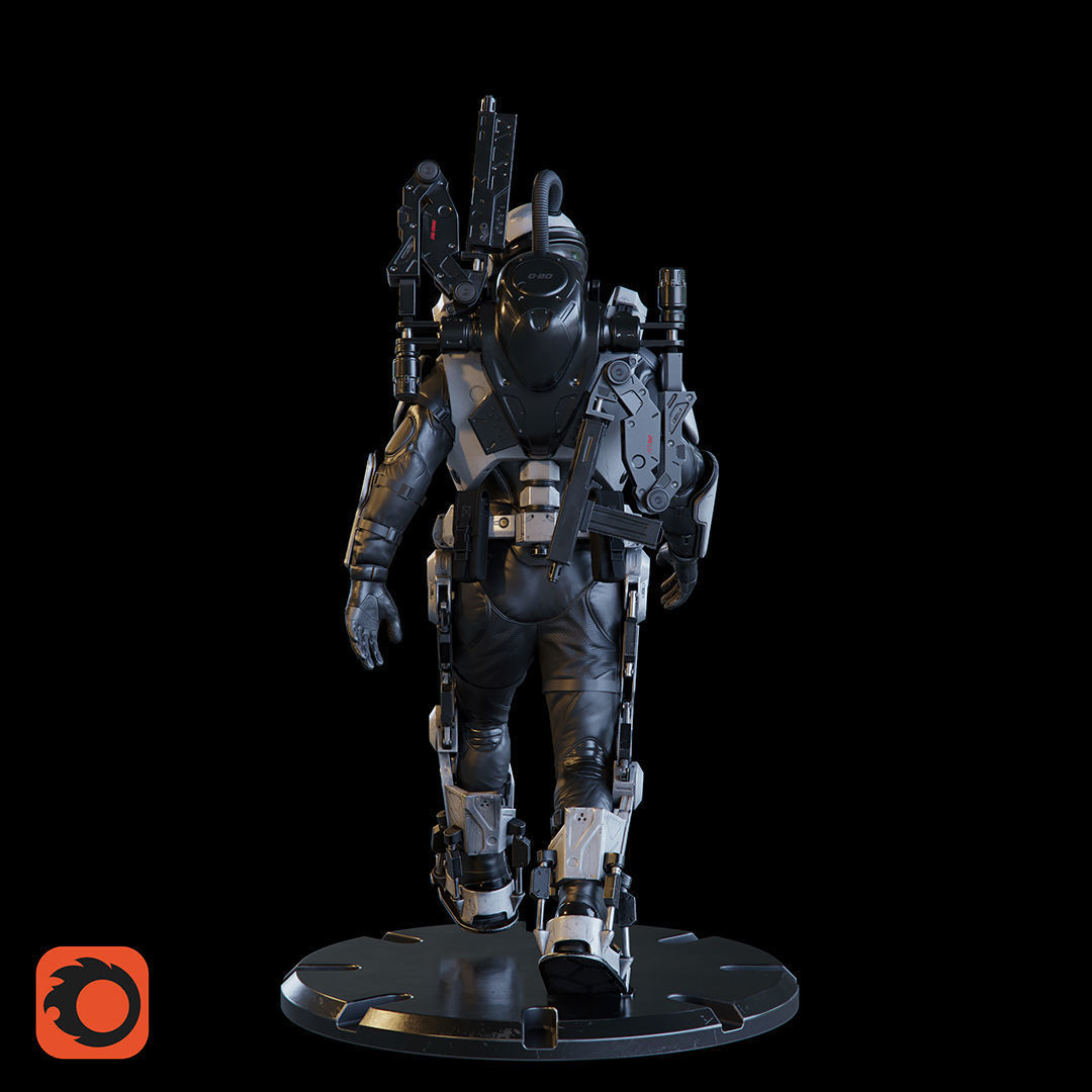 Military Exoskeleton R-20 Low-poly 3D model_26