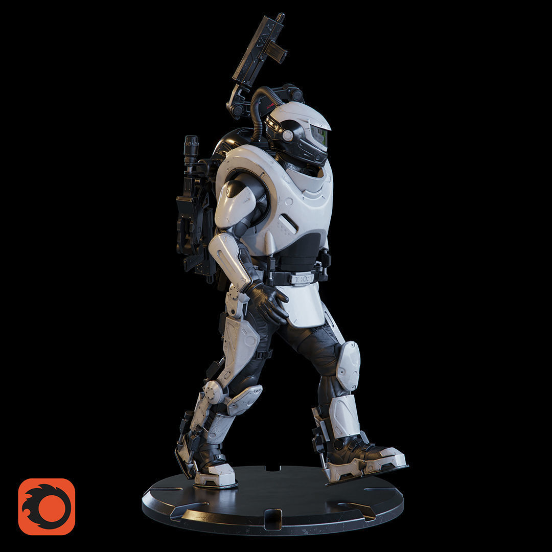 Military Exoskeleton R-20 Low-poly 3D model_32