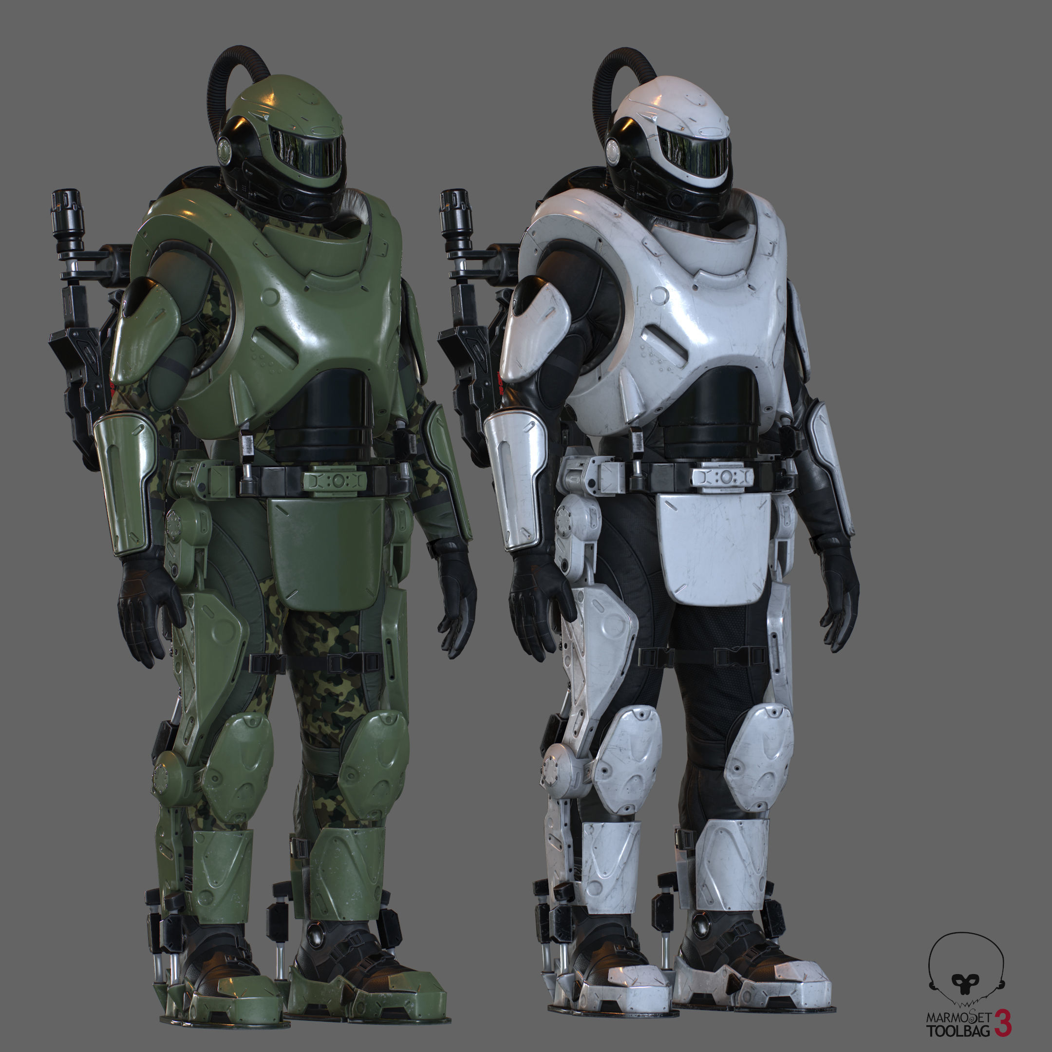 Military Exoskeleton R-20 Low-poly 3D model_0