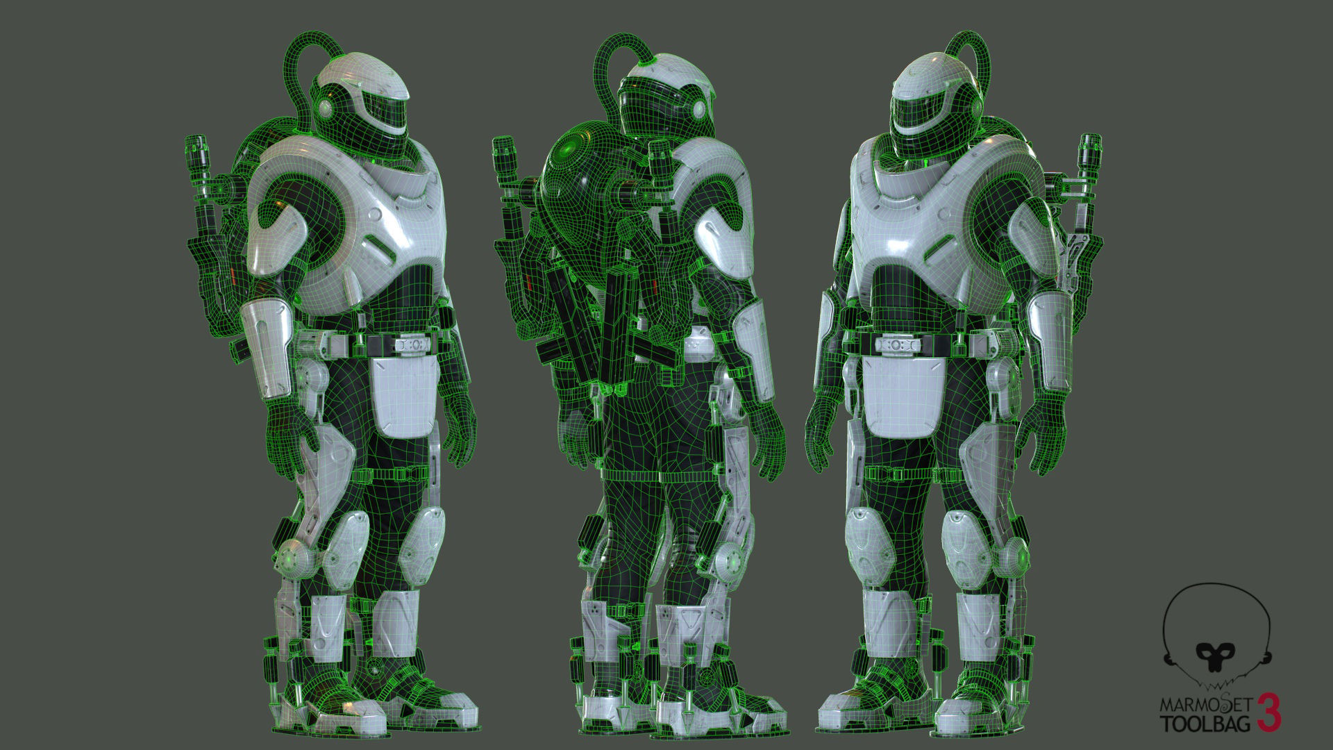 Military Exoskeleton R-20 Low-poly 3D model_4