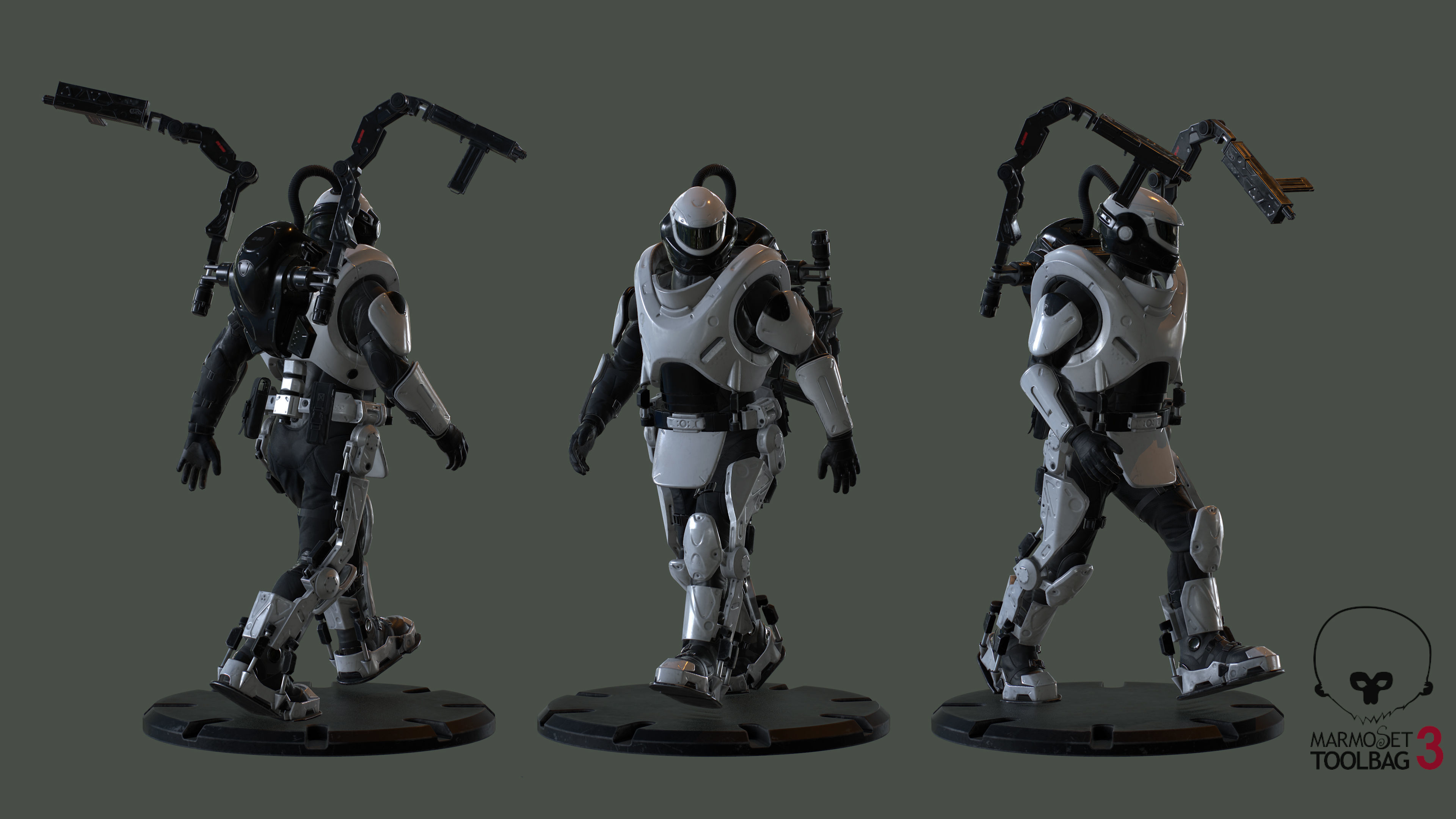 Military Exoskeleton R-20 Low-poly 3D model_13