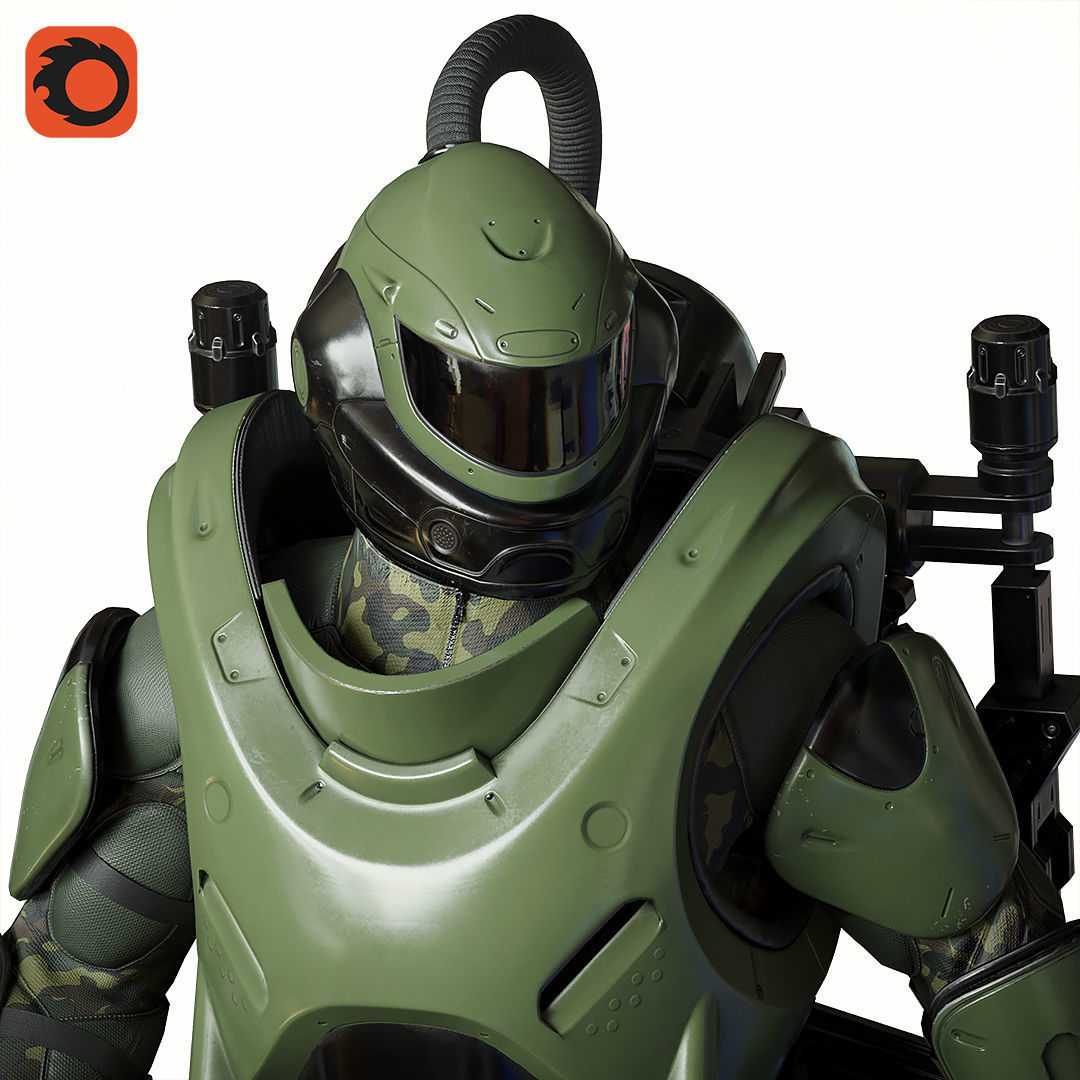 Military Exoskeleton R-20 Low-poly 3D model_35