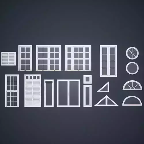 Modular Windows Low-poly 3D model