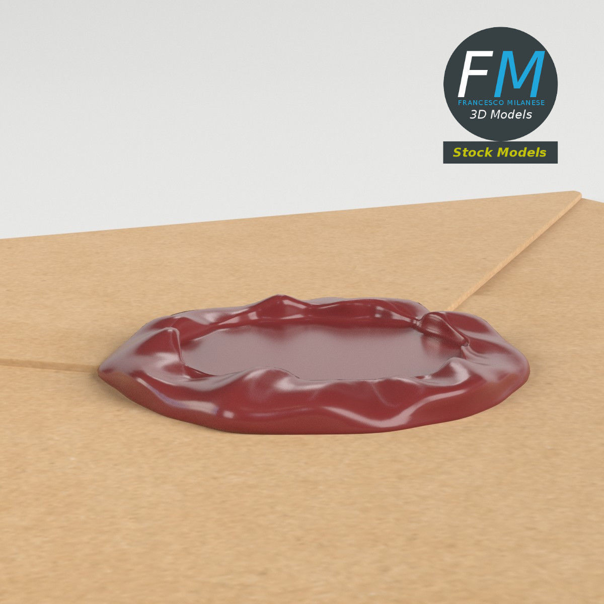 Closed envelope with sealing wax 3D model_3