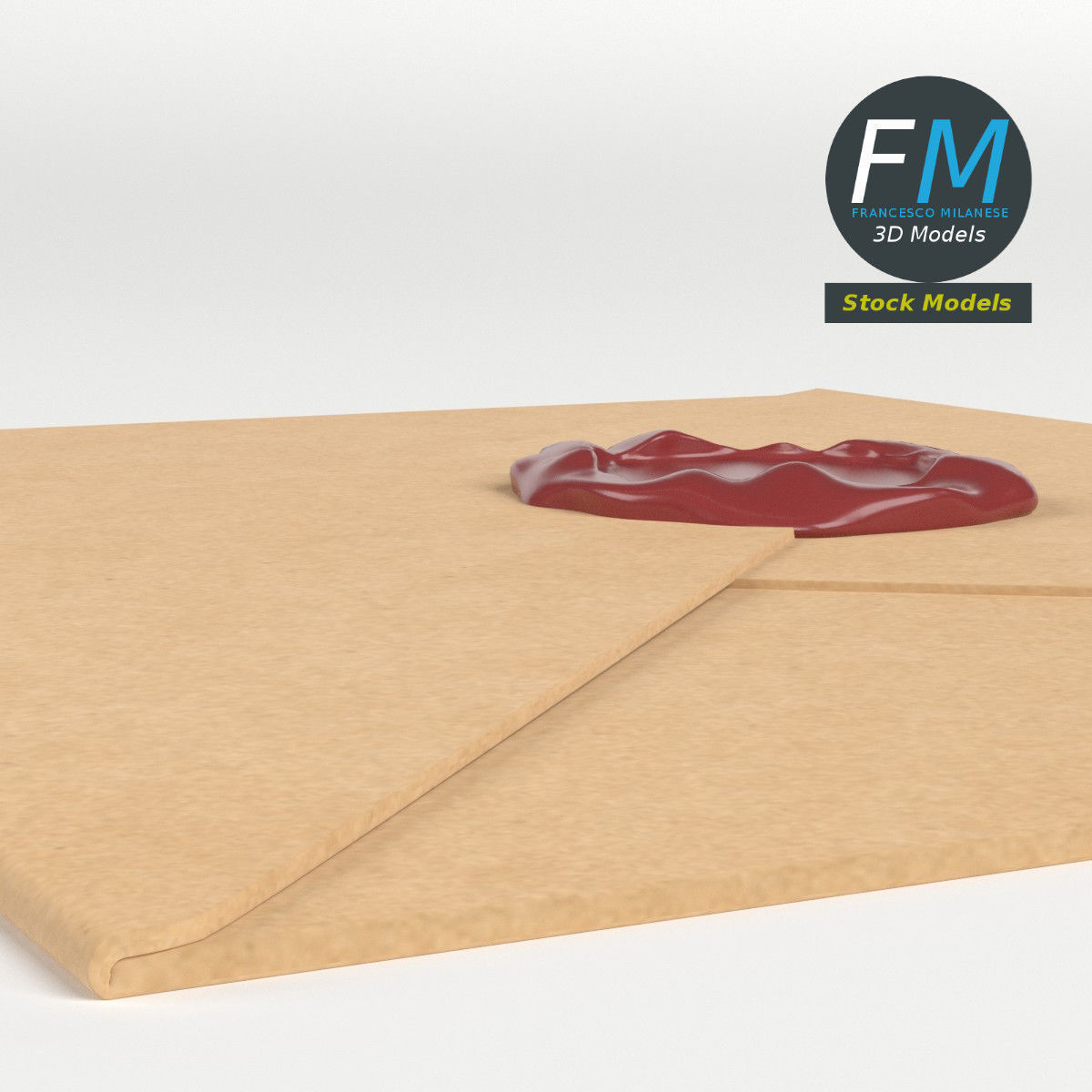 Closed envelope with sealing wax 3D model_4