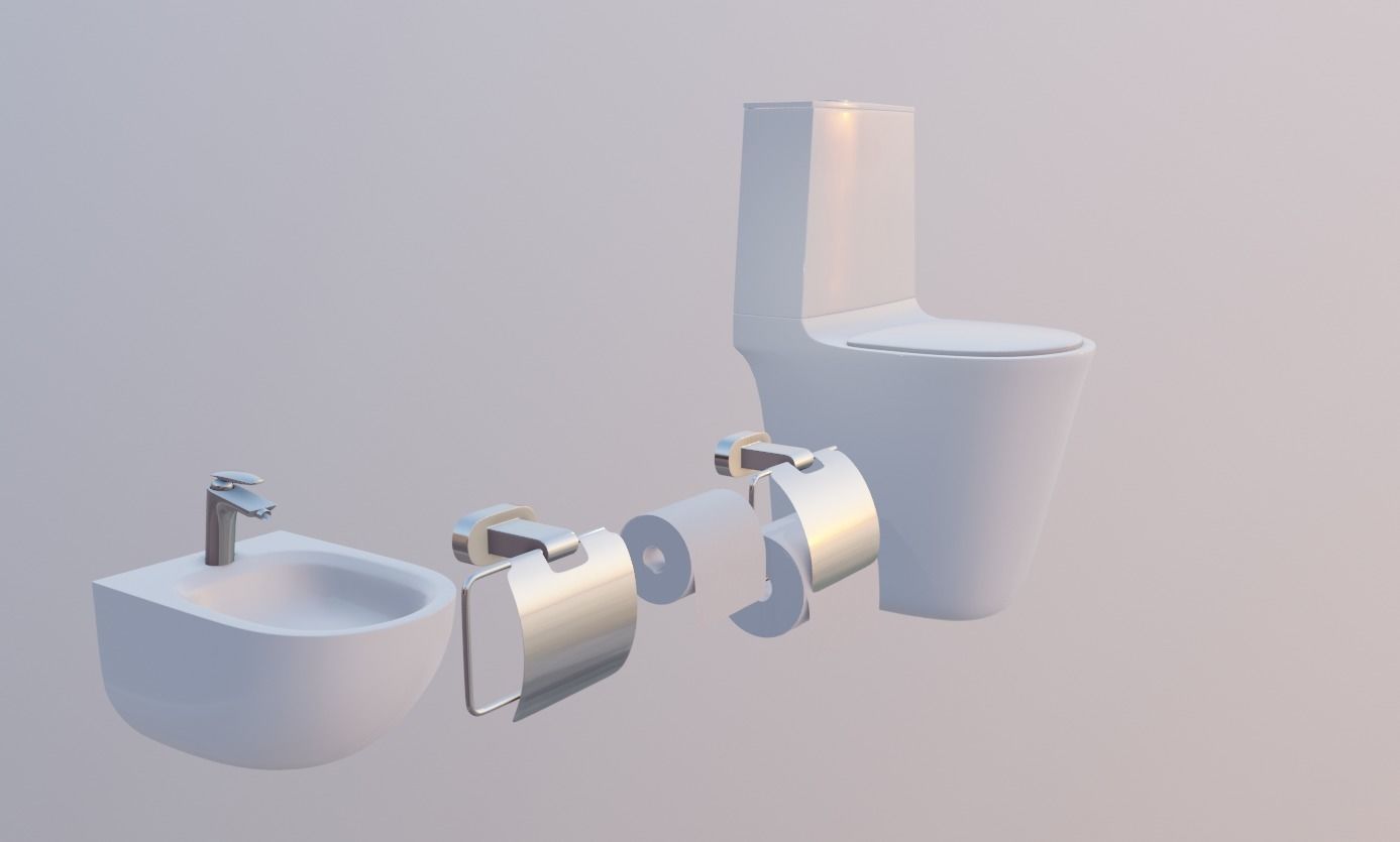 toilet and toiletries  Low-poly 3D model_11