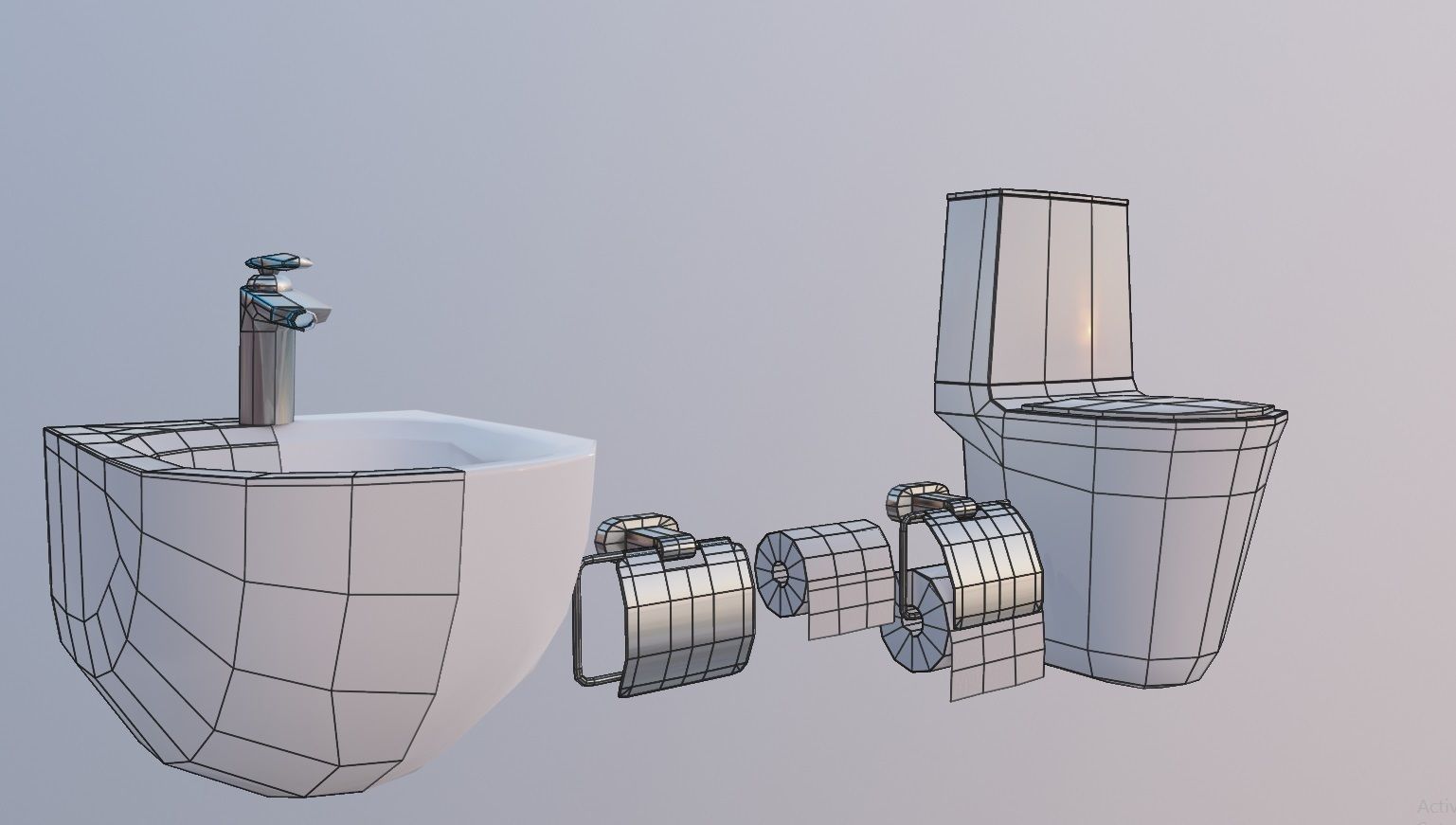toilet and toiletries  Low-poly 3D model_6