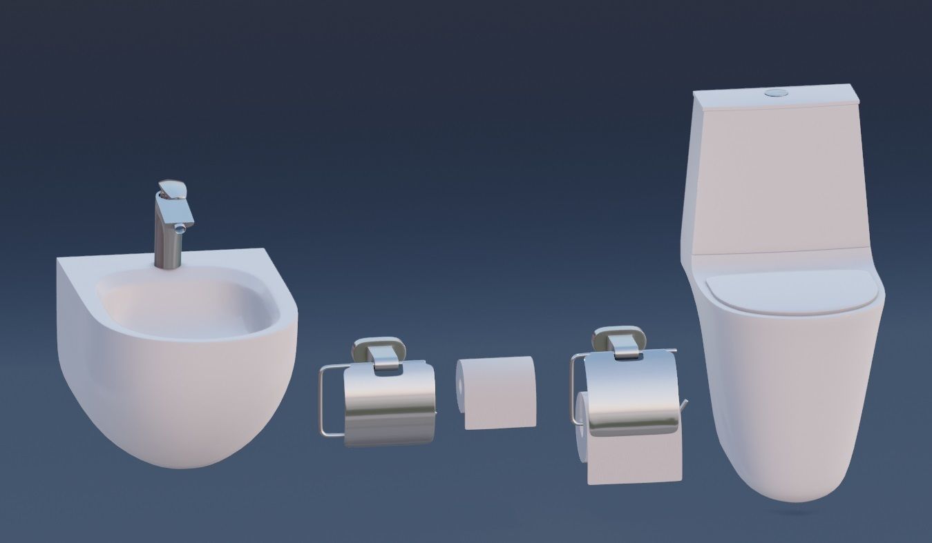 toilet and toiletries  Low-poly 3D model_5