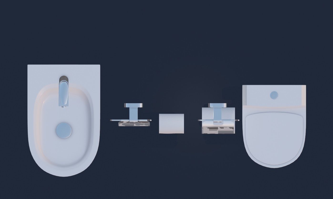 toilet and toiletries  Low-poly 3D model_1
