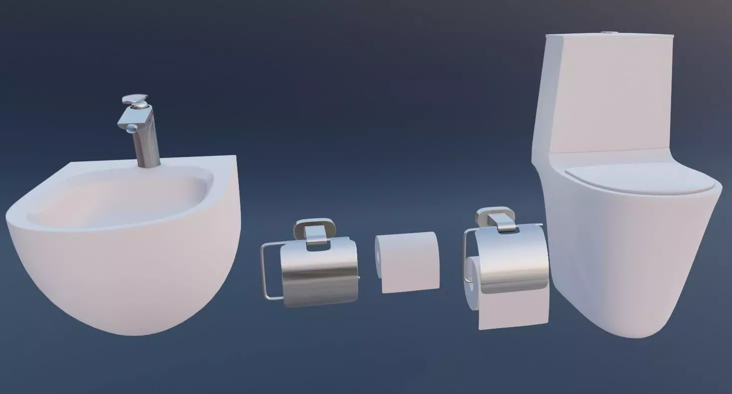 toilet and toiletries  Low-poly 3D model_0