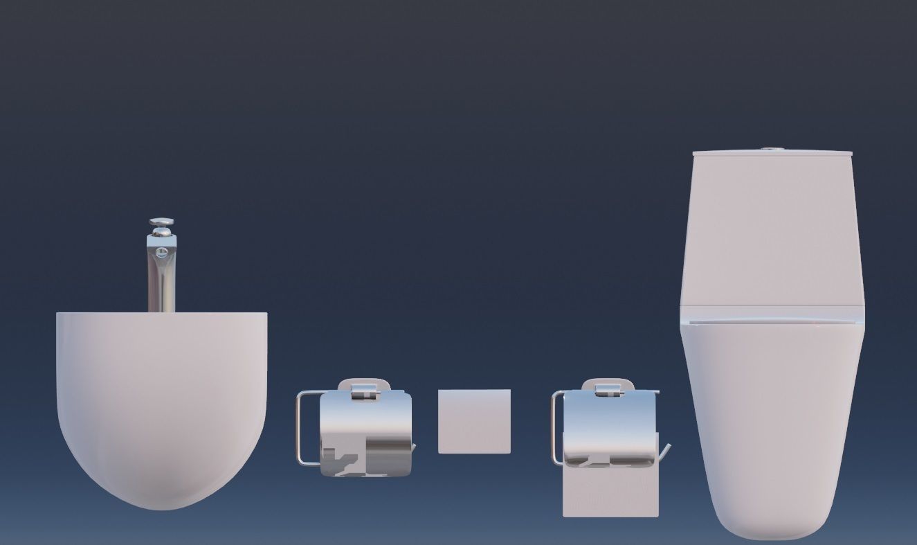 toilet and toiletries  Low-poly 3D model_2