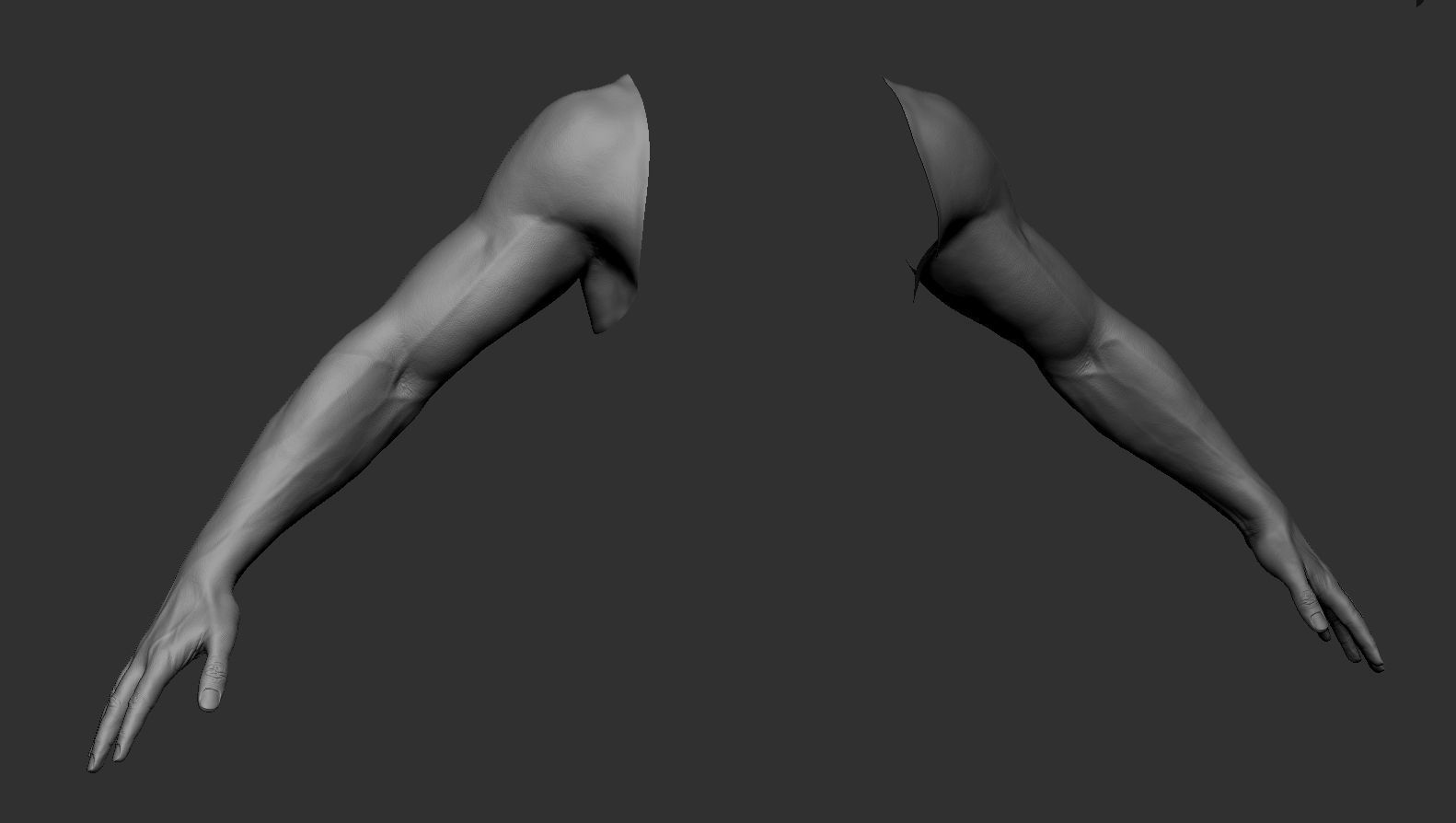 FPS Man Hand Sculpt   -   UV  -  Poly painted  Low-poly 3D model_1