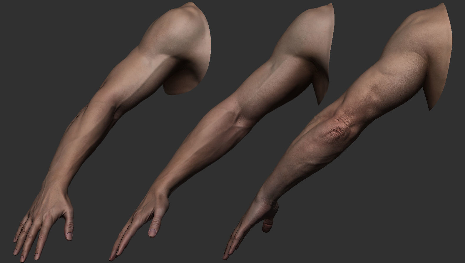 FPS Man Hand Sculpt   -   UV  -  Poly painted  Low-poly 3D model_2