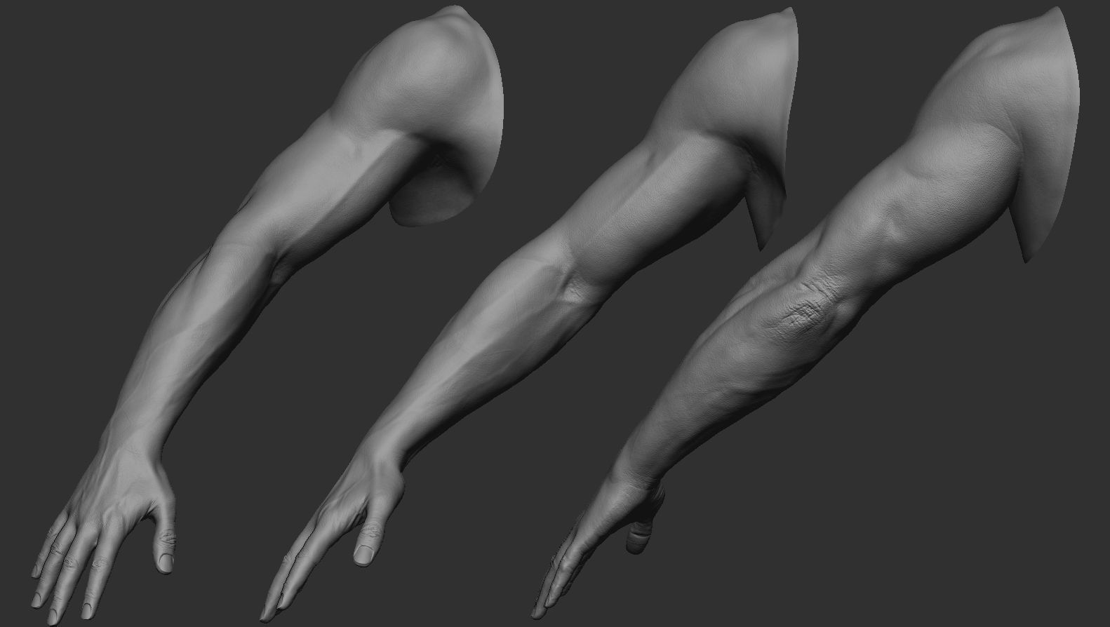 FPS Man Hand Sculpt   -   UV  -  Poly painted  Low-poly 3D model_3