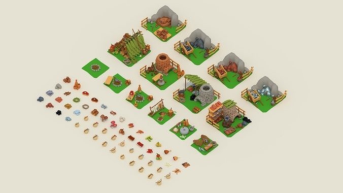 LOWPOLY - Survival Pack Low-poly 3D model