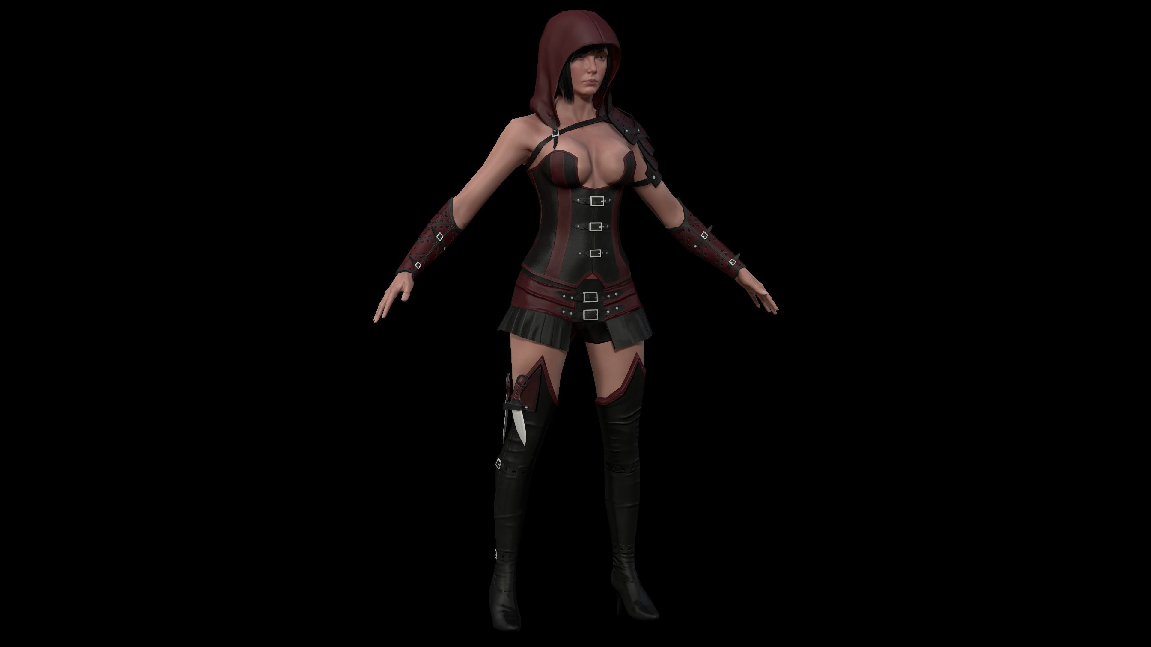 Ninja  Woman  Low poly 3d Model Low-poly 3D model_1
