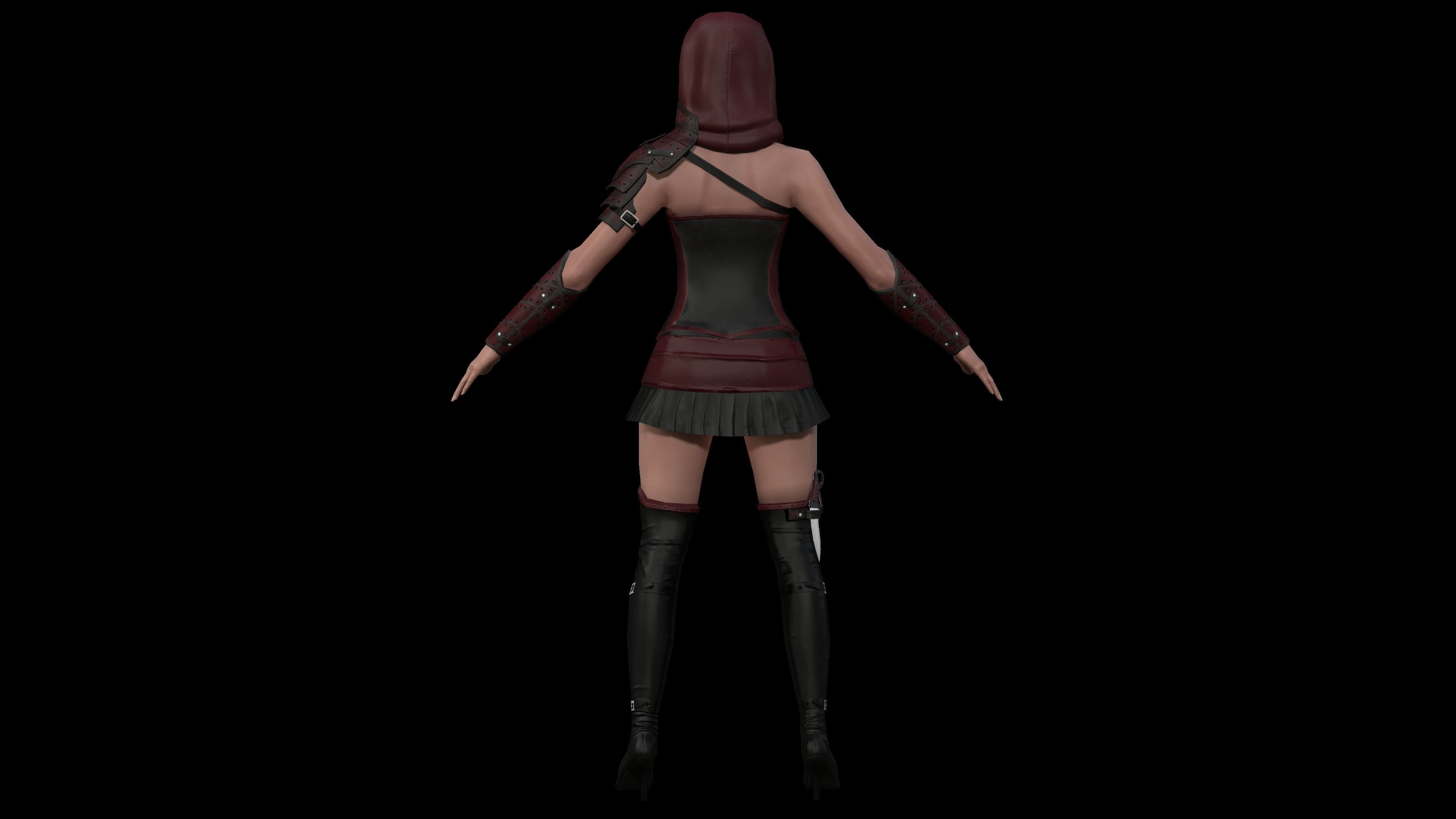 Ninja  Woman  Low poly 3d Model Low-poly 3D model_3