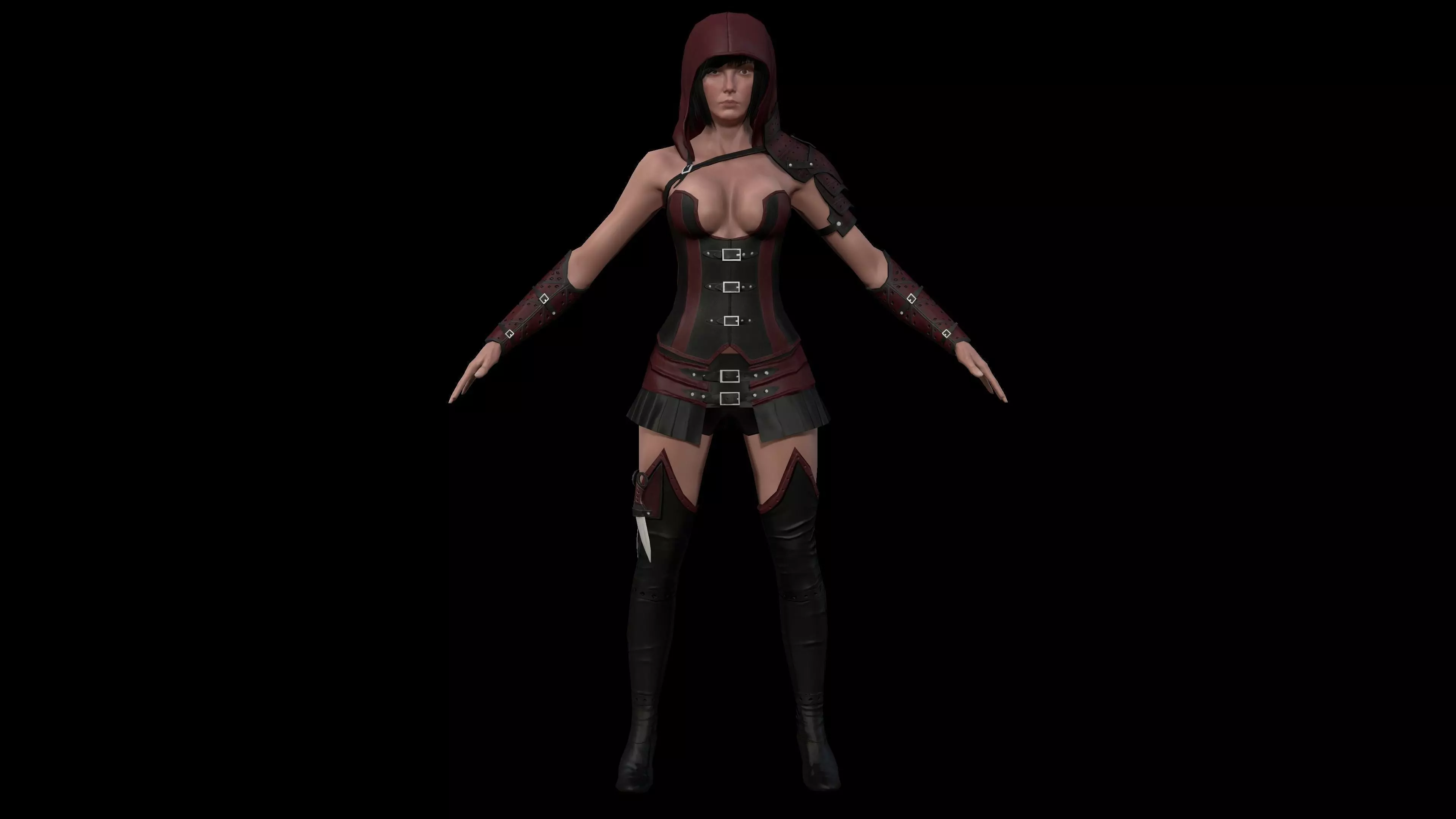 Ninja  Woman  Low poly 3d Model Low-poly 3D model_0