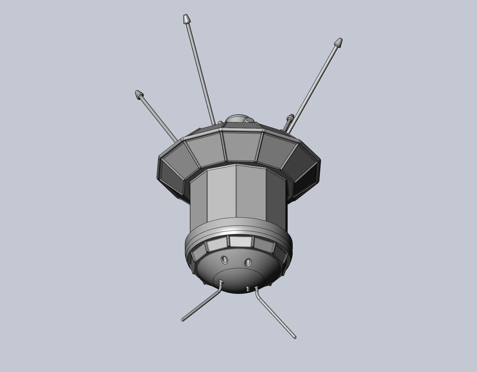 Simple Luna 3 Spaceprobe Printable Miniature 3D print model_22
