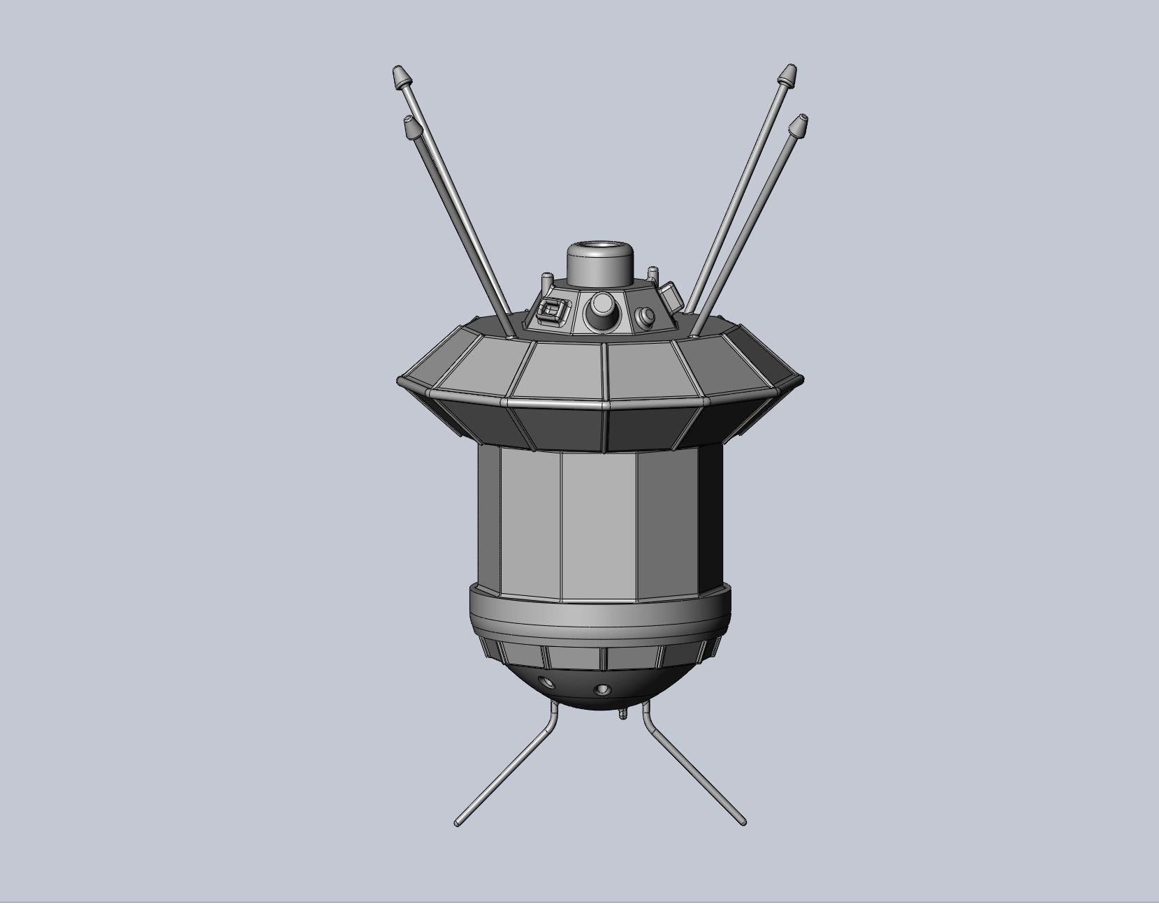 Simple Luna 3 Spaceprobe Printable Miniature 3D print model_7