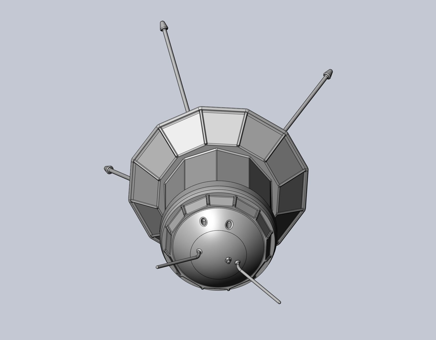 Simple Luna 3 Spaceprobe Printable Miniature 3D print model_21