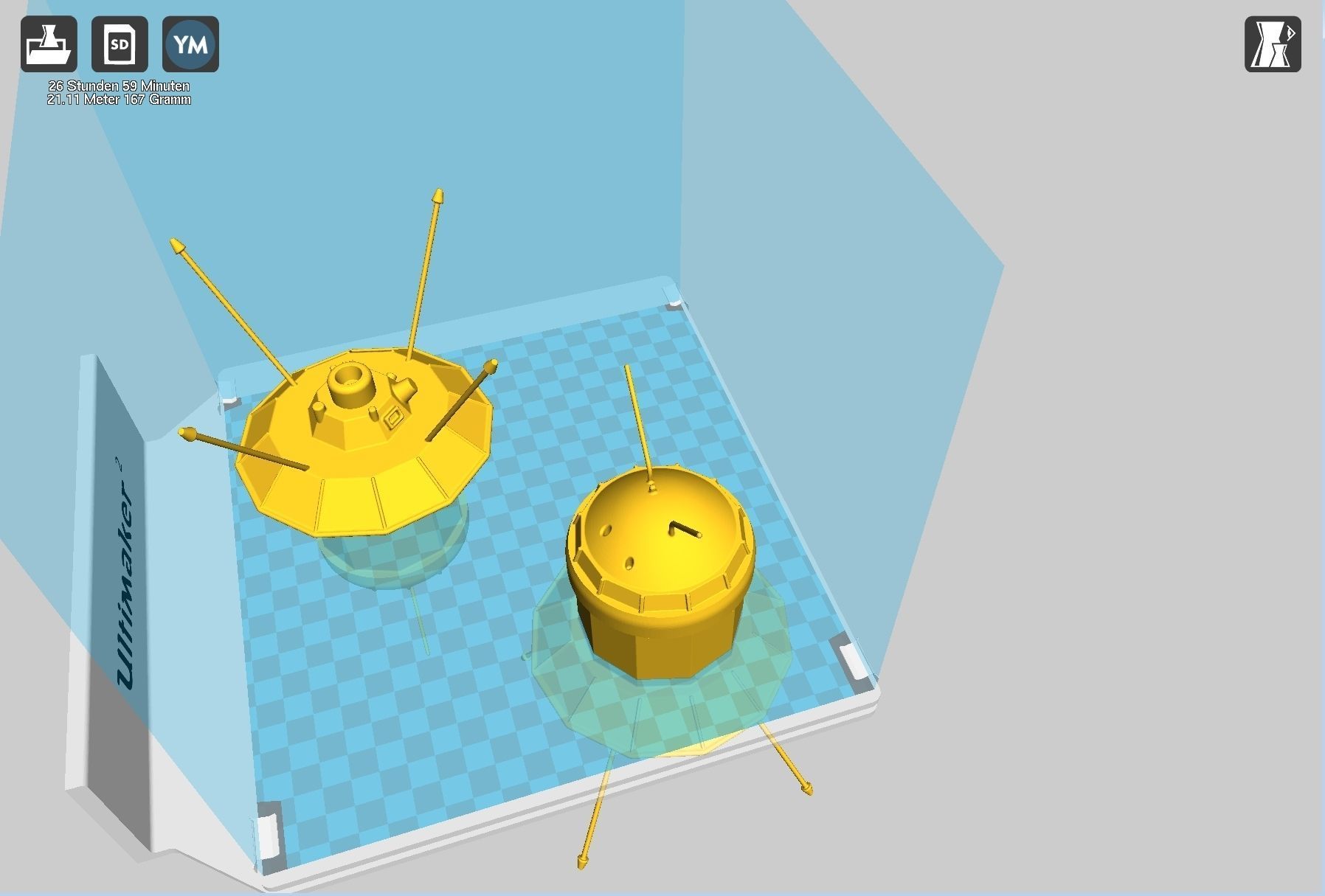 Simple Luna 3 Spaceprobe Printable Miniature 3D print model_35