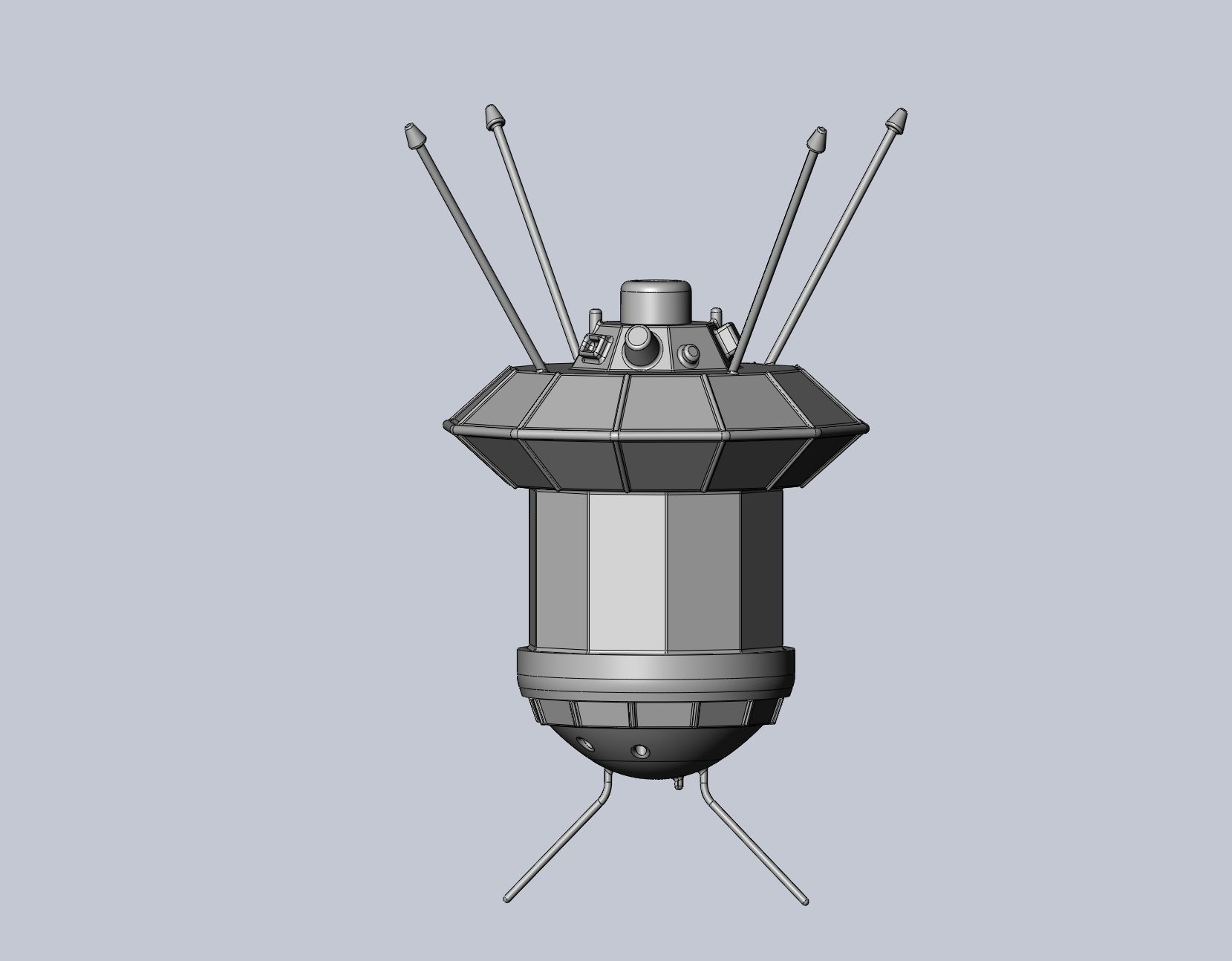 Simple Luna 3 Spaceprobe Printable Miniature 3D print model_4