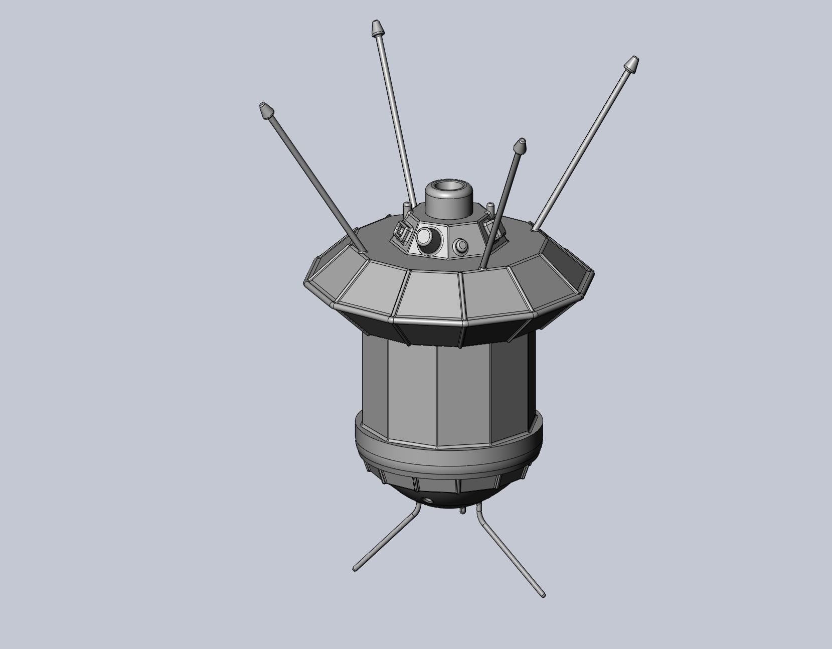 Simple Luna 3 Spaceprobe Printable Miniature 3D print model_3
