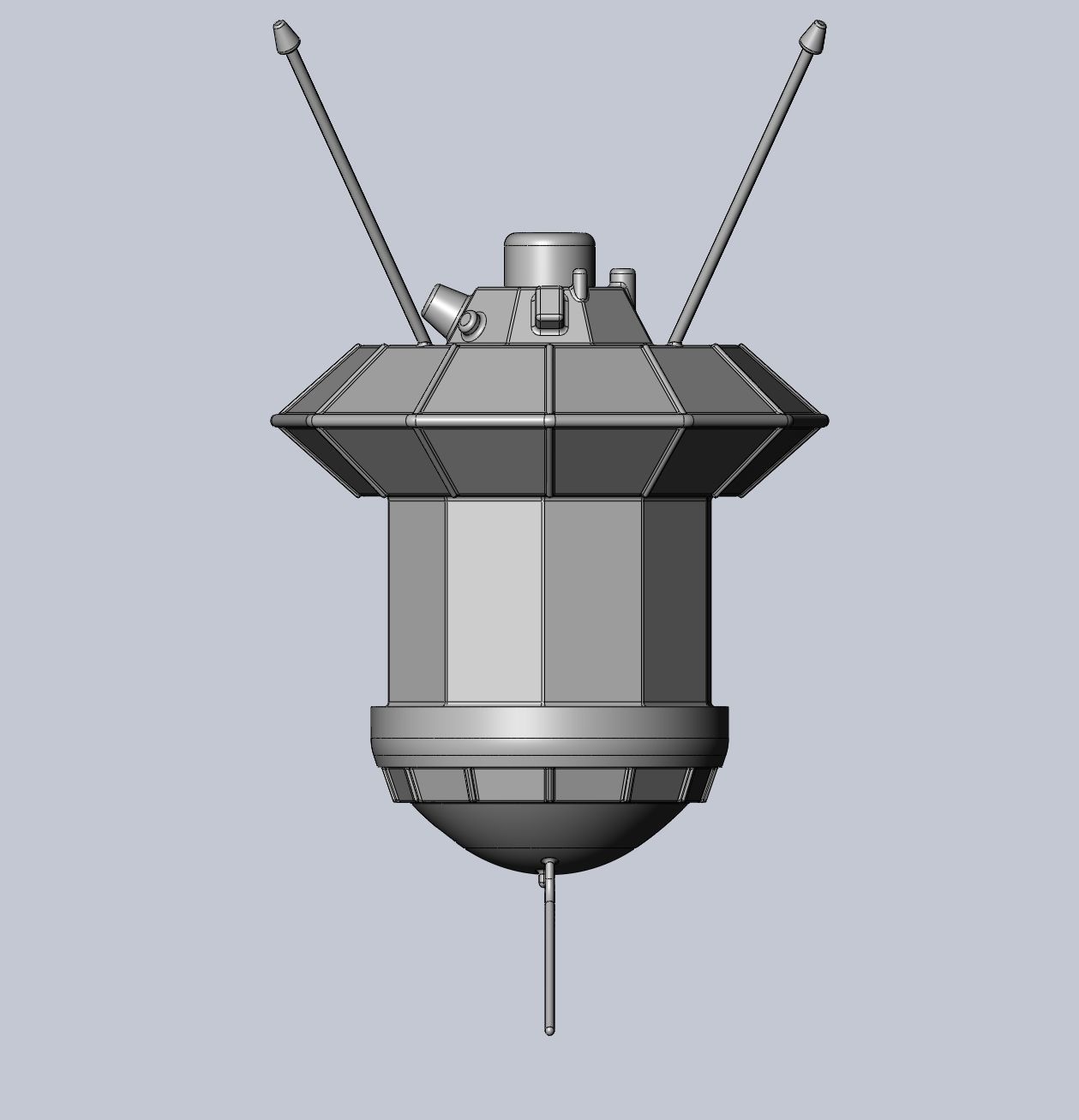 Simple Luna 3 Spaceprobe Printable Miniature 3D print model_12