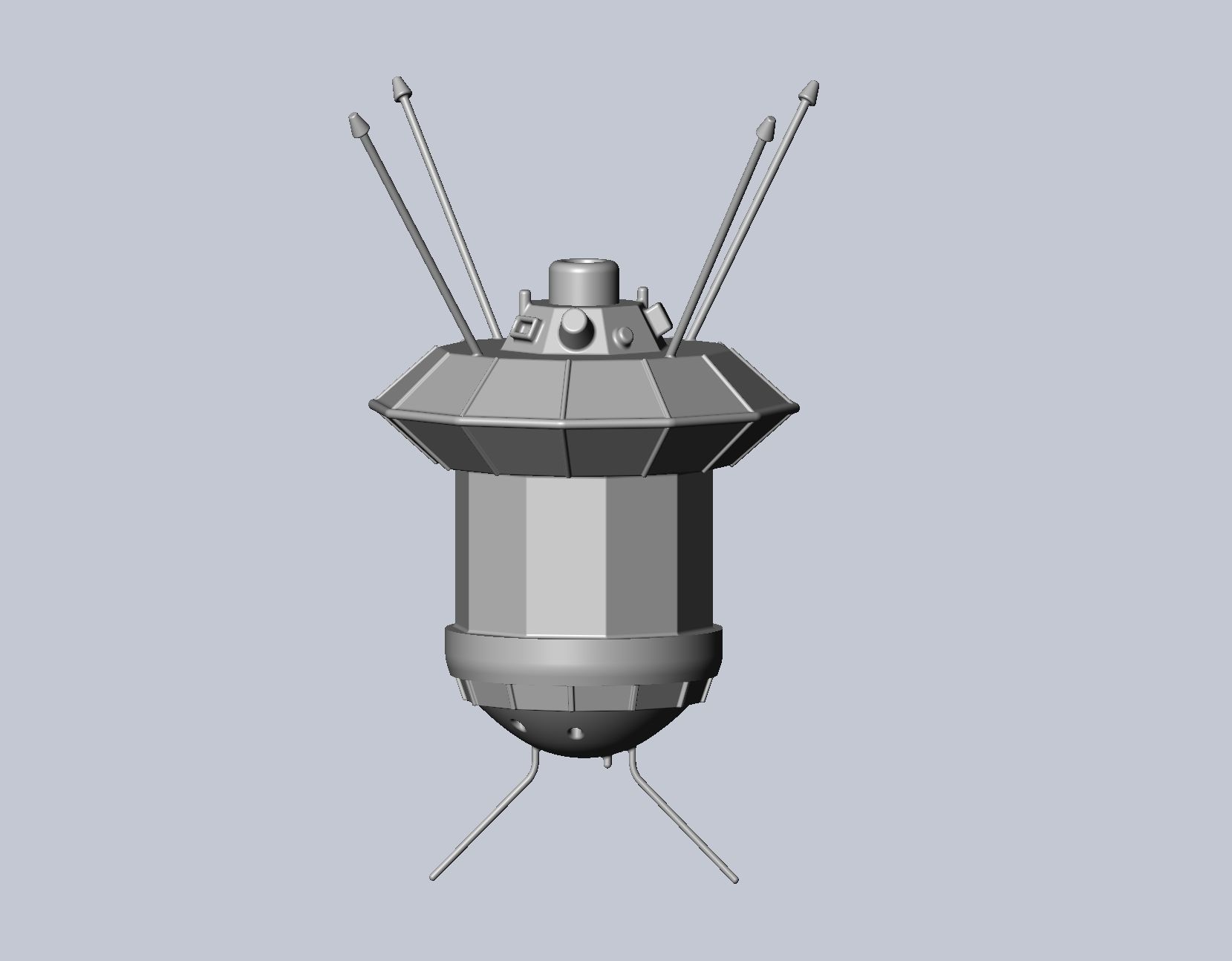 Simple Luna 3 Spaceprobe Printable Miniature 3D print model_5