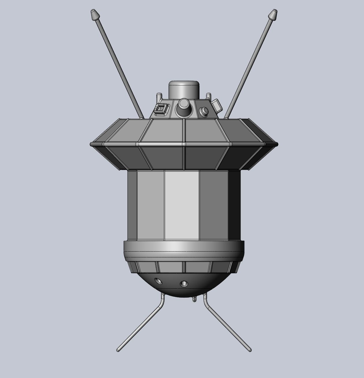 Simple Luna 3 Spaceprobe Printable Miniature 3D print model_1