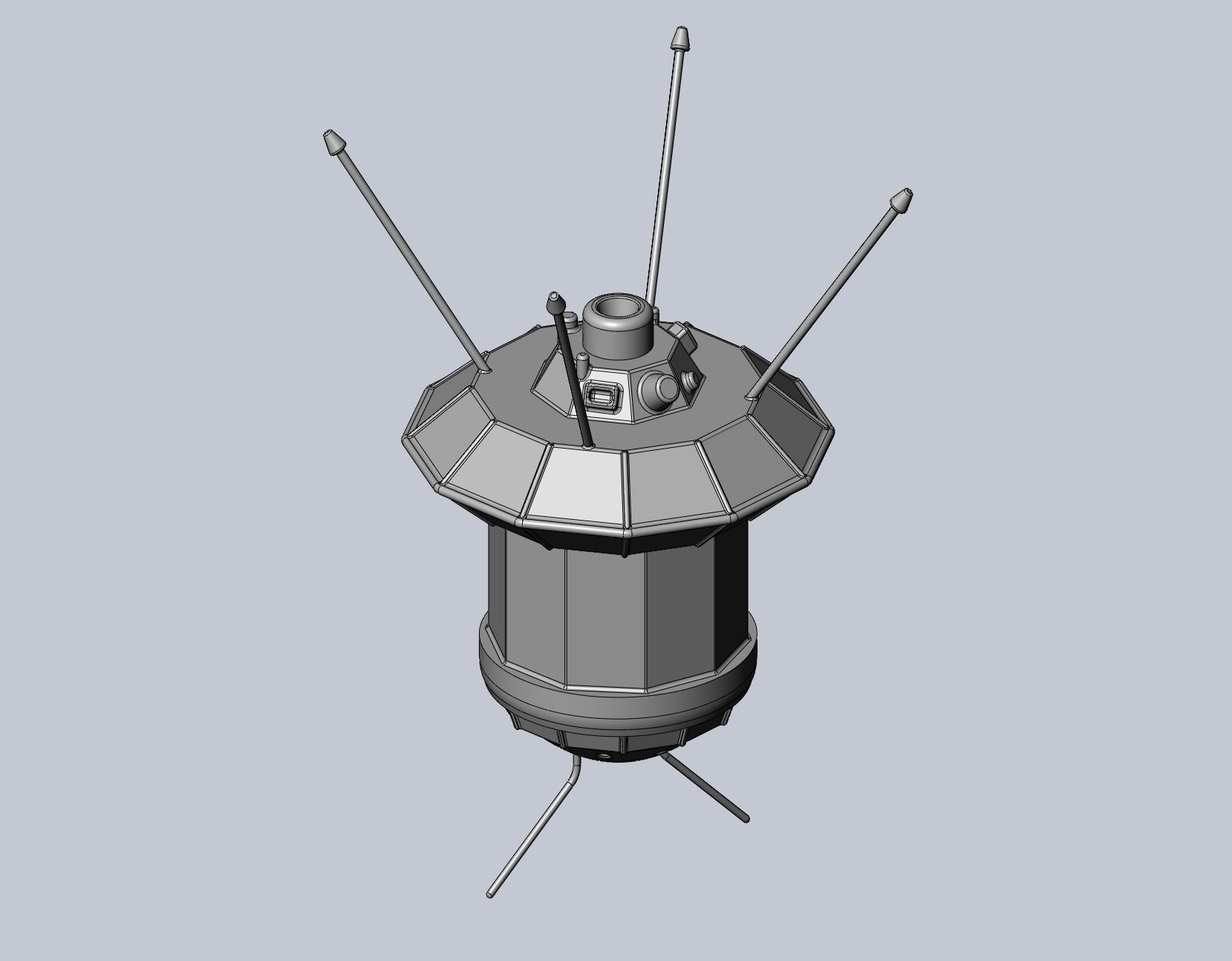 Simple Luna 3 Spaceprobe Printable Miniature 3D print model_23