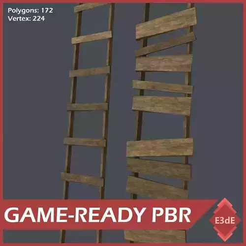 Western - Wooden Ladders Low-poly 3D model