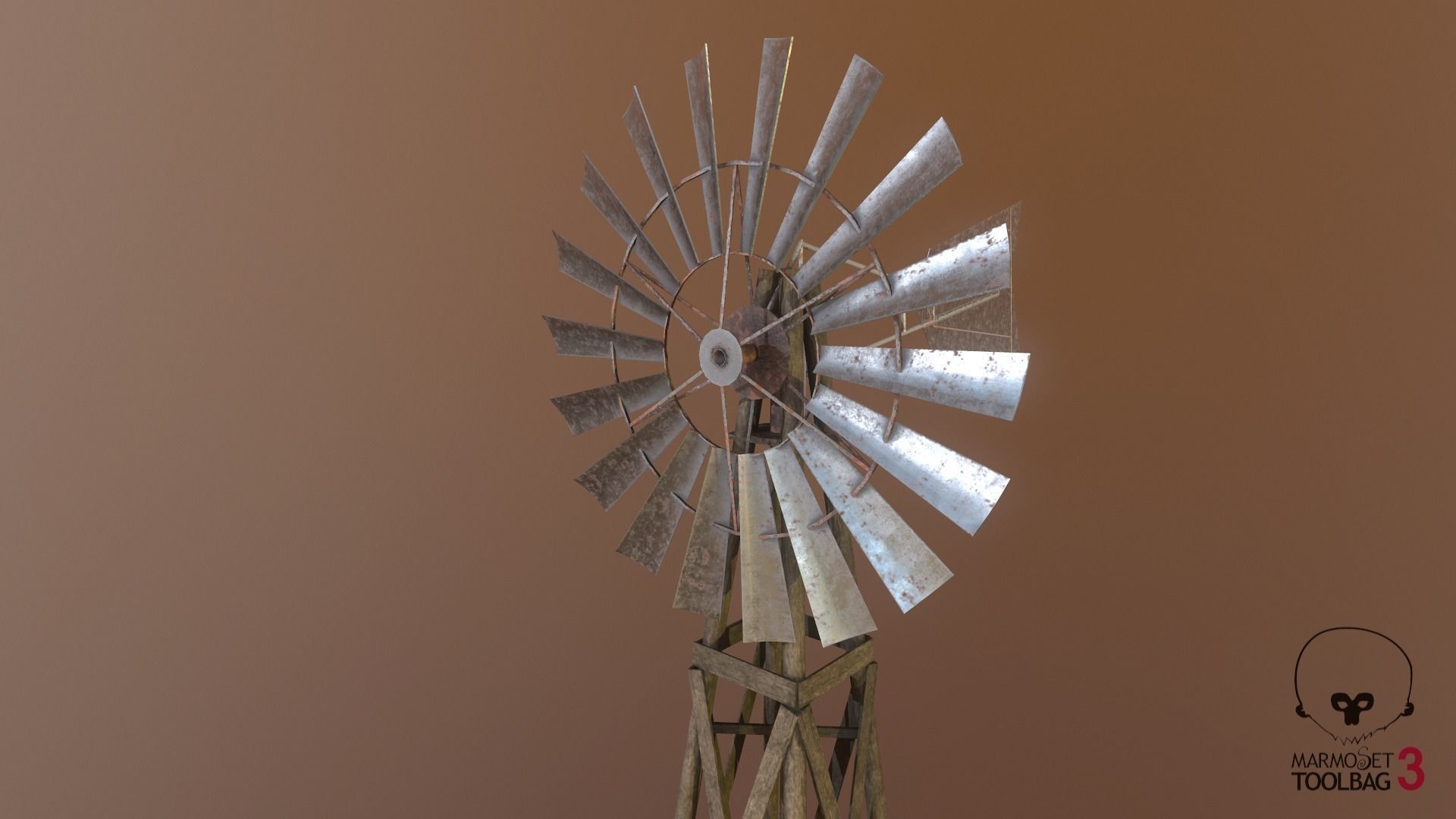 Western - Windmill Low-poly 3D model_2