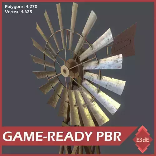 Western - Windmill Low-poly 3D model
