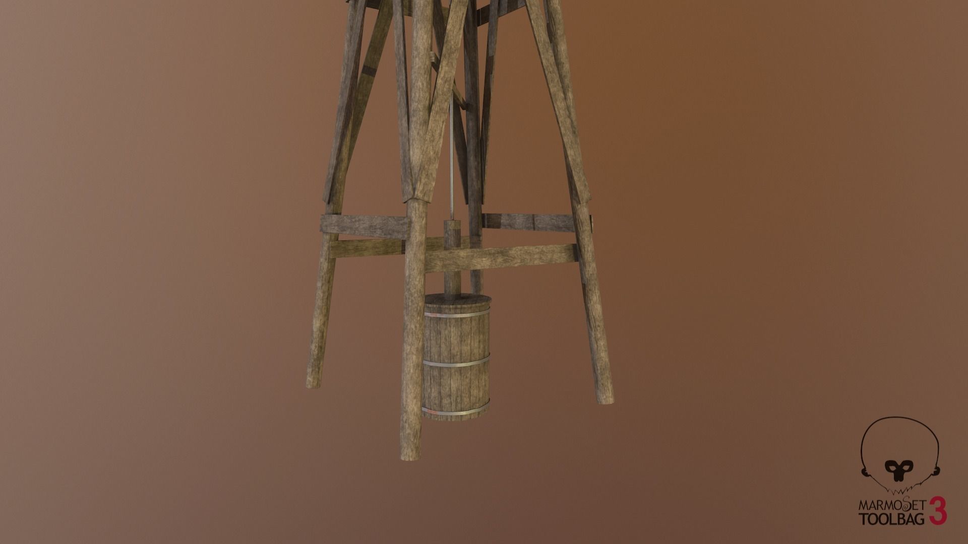 Western - Windmill Low-poly 3D model_4