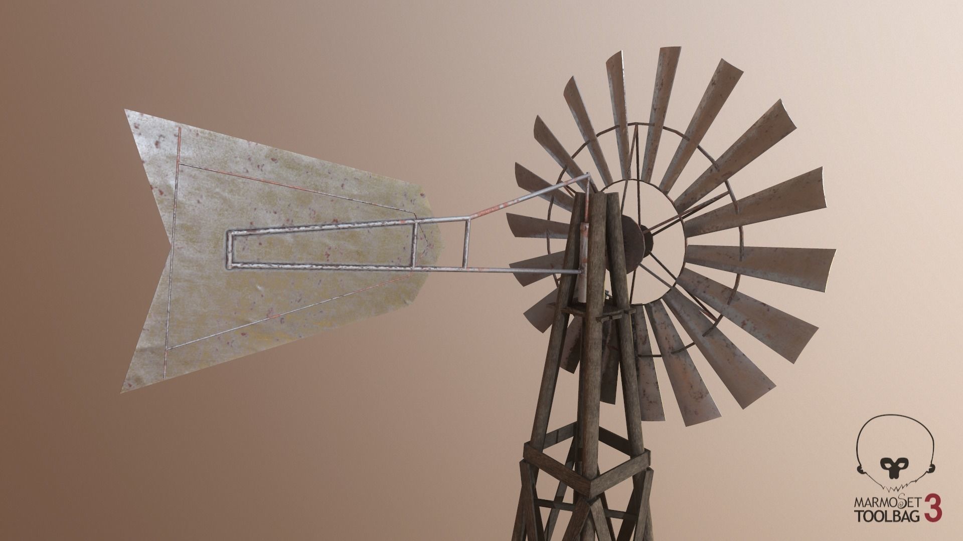 Western - Windmill Low-poly 3D model_3