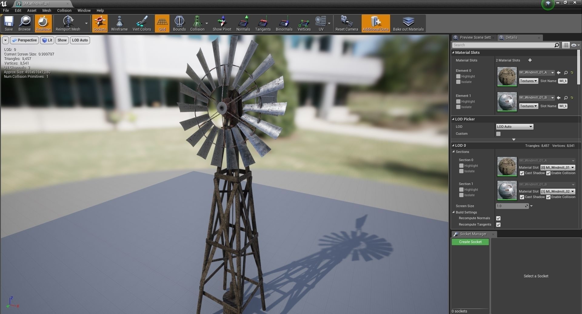 Western - Windmill Low-poly 3D model_9