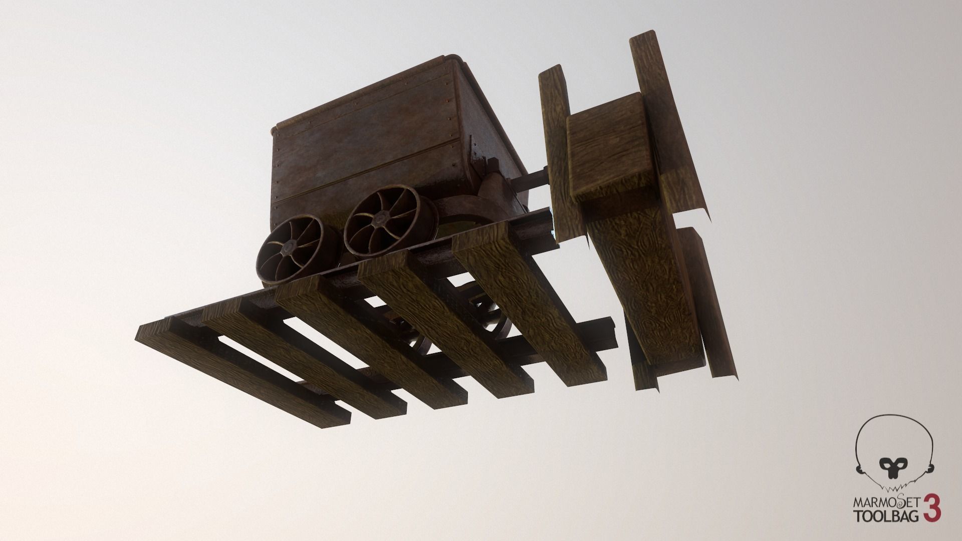 Western - Mining Cart with Railway Low-poly 3D model_2