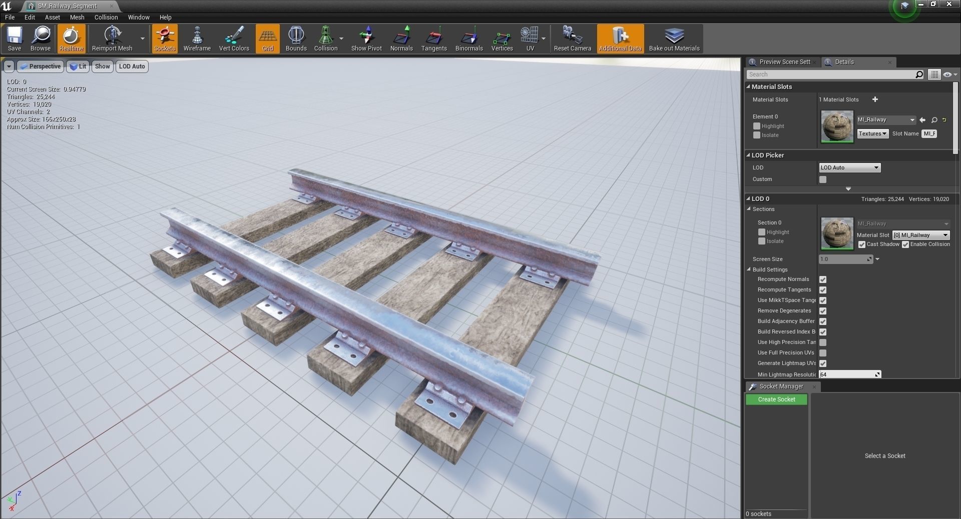 Western - Mining Cart with Railway Low-poly 3D model_9